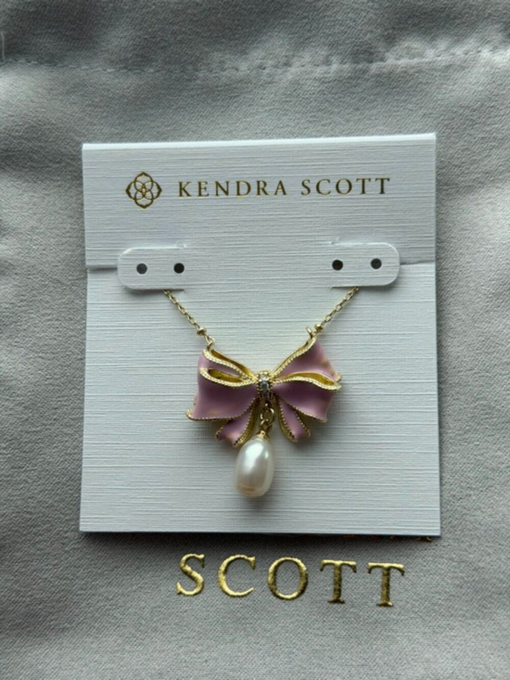 Kendra Scott Pink Bow Pearl Pendant Necklace